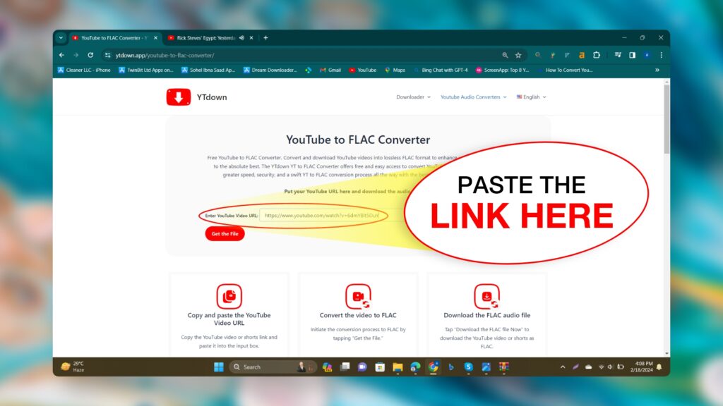 Paste the YouTube video URL